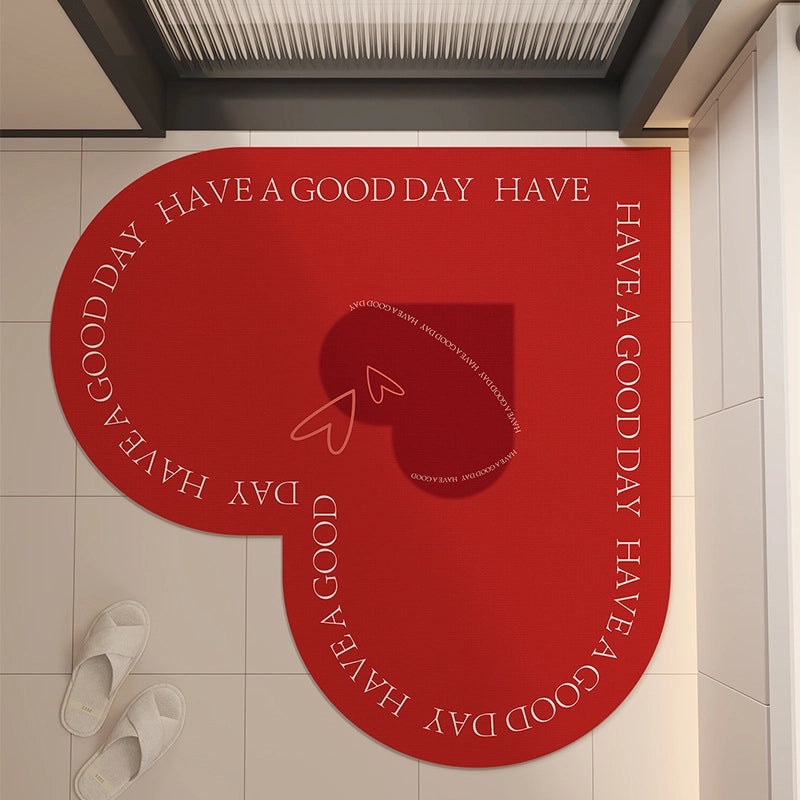 Elegant Heart-Shaped Diatomaceous Earth Bath Floor Mat Non-Slip Quick-Dry Absorbent Mat|Home & Living Bath Accessories