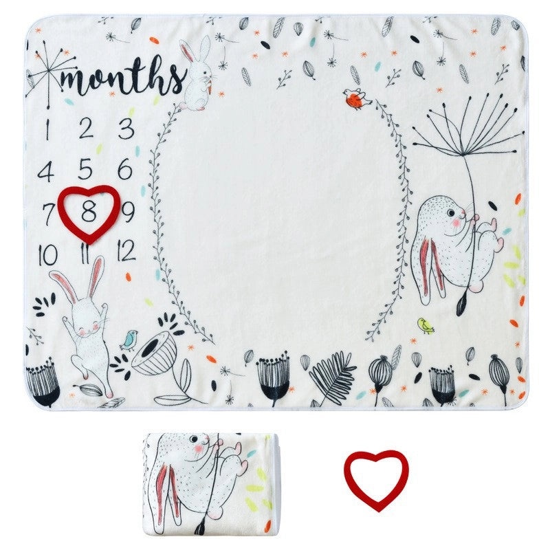 Baby Milestone Growth Double-sided Flannel Blanket for Photos | Baby Photography Props