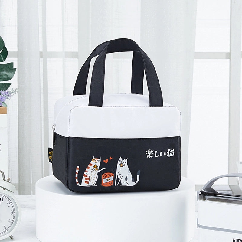 Cartoon Cat Portable Insulated Lunch Bag Outdoor Cooler Bag with Rice Insulation|Lunch Bags & Coolers