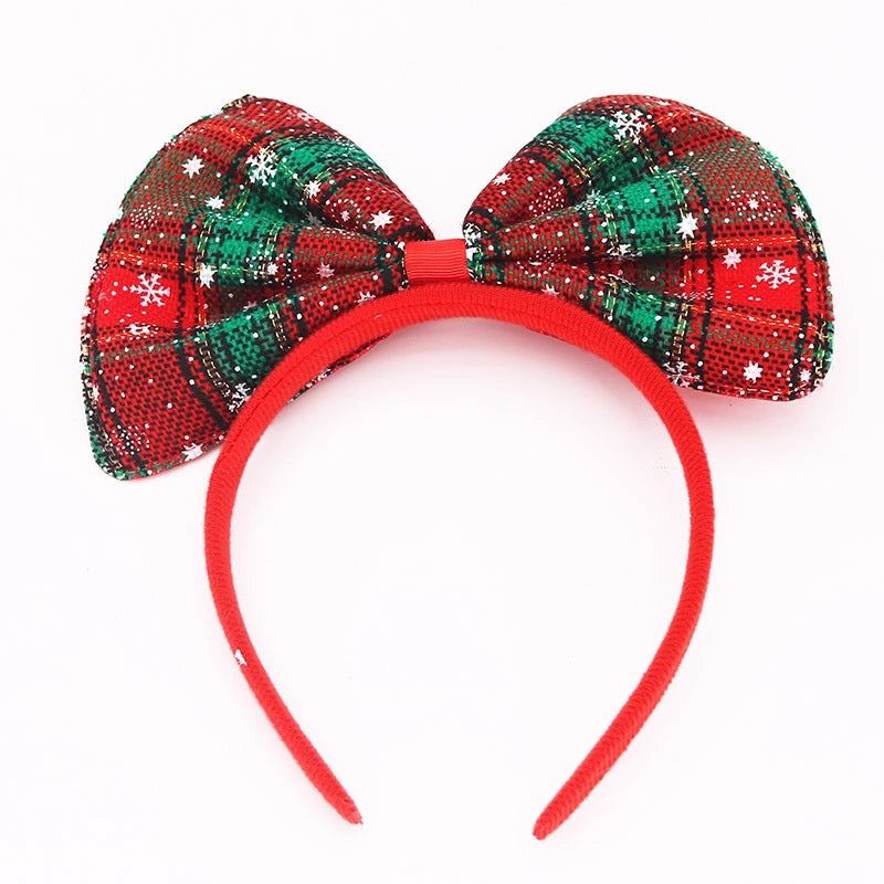 Christmas Red Green Plaid Large Butterfly Bow Hairband Hairpin for Adults and Kids | Hair Accessories