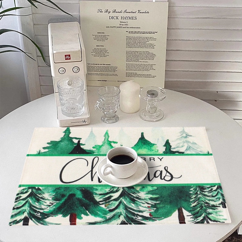 Festive Chinoiserie Cartoon Christmas Hat Placemat Imitated Hemp for Family Party|Home Decor & Tableware