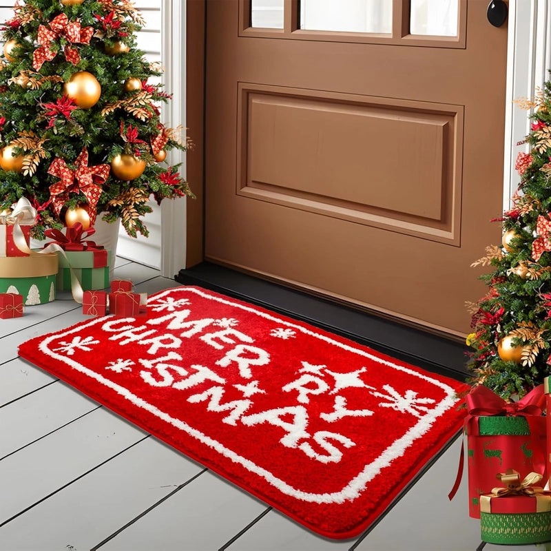 Festive Santa & Reindeer Cashmere-Feel Carpet Bedding for Christmas Vacation|Home Decor Bedding
