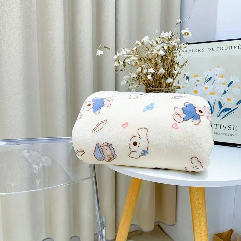 Cozy Cartoon Crayon Plush Flannel Blanket for Autumn Winter | Home & Living Bedding