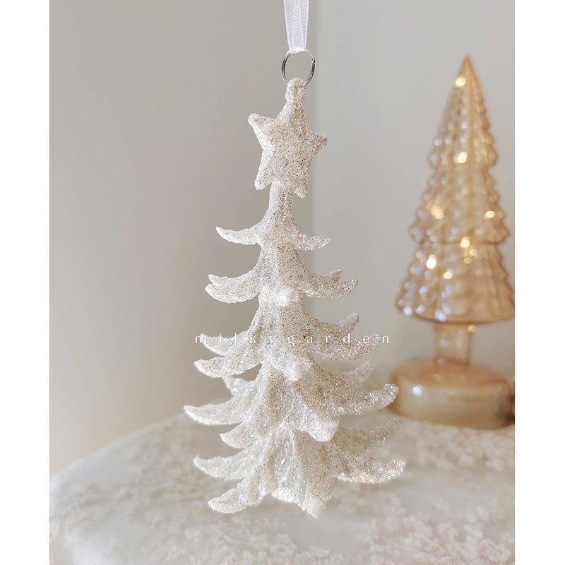Milky Garden Glitter Christmas Tree Pendant Snowflake Star Angel Garland Hanging Ornament|Christmas Decorations