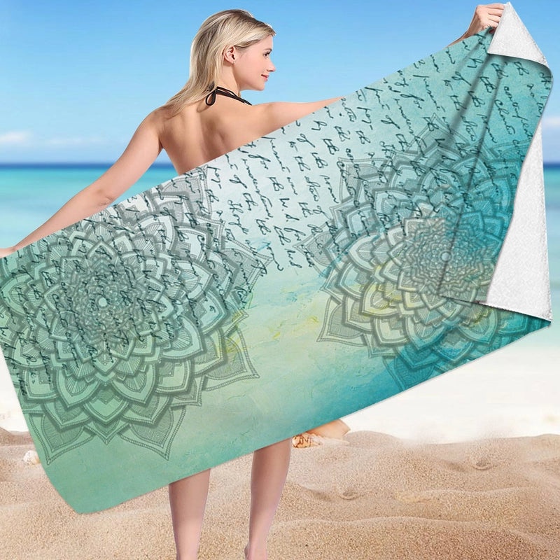 Geometric Patterned Superfine Fiber Beach Towel for Casual Outdoor Use|Beach Towels & Accessories