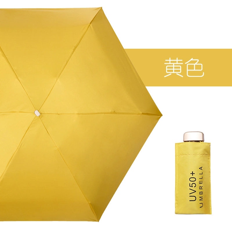 Ultra Lightweight Portable Mini Sun Umbrella with UV Protection, 6 Bones, Black Rubber Handle | Sun Protection Umbrellas