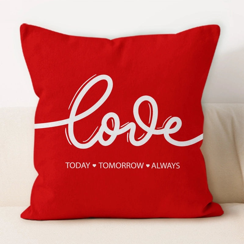 Valentine's Day Minimalist Letter Plush Throw Pillow Cover for Couch and Sofa Decor | Home Decor & Pillows