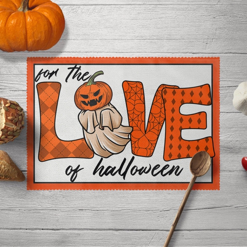 Halloween Pumpkin Skull Polyester Placemat Funny Decorative Dining Mat|Home Decor Tableware