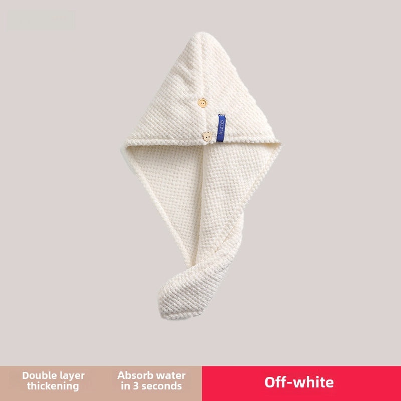 Coral Velvet Bamboo Charcoal Antibacterial Double-layer Hair Drying Towel Cap for Women | Hair Care Accessories