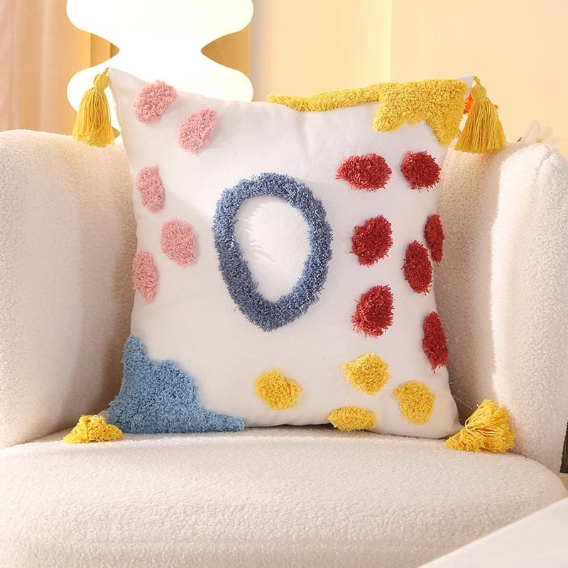 Tufted Rainbow Tassel Pillow Cover for Living Room Sofa Bay Window Cushion|Home Decor Cushions