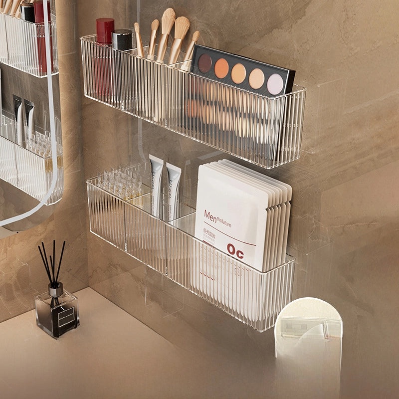 Acrylic Bathroom Storage Rack Wall-mounted Punch-free Organizer for Makeup and Skincare | Bathroom Storage