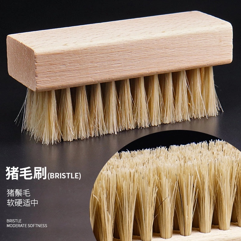 Wooden Handle Shoe Brush with Beech Wood and Horsehair for Leather and Suede Polishing | Shoe Care & Cleaning Tools