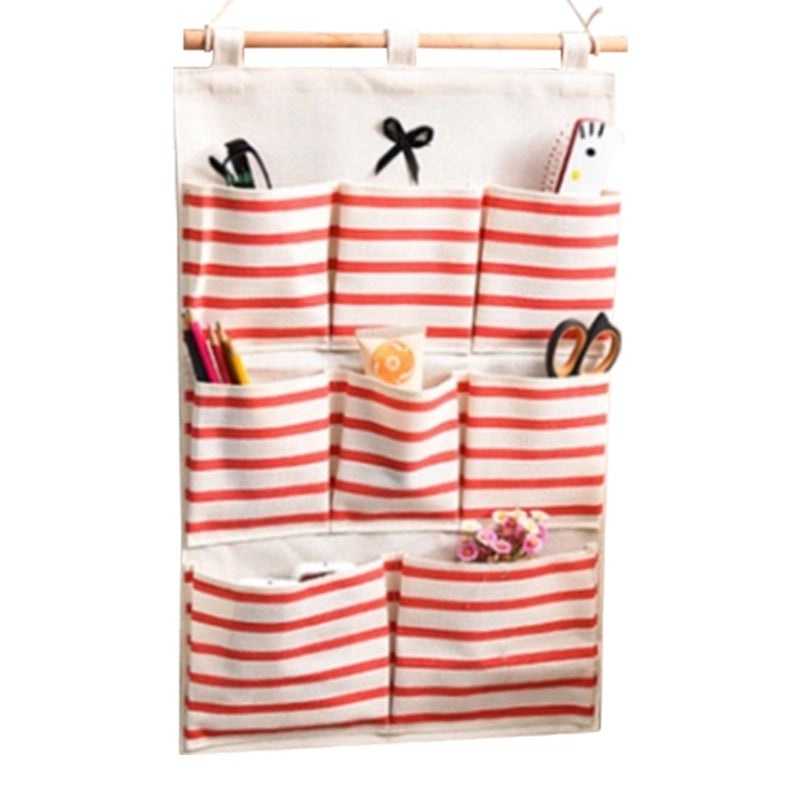 Zakka Cotton Linen Hanging Storage Pocket Waterproof Multi-layer Organizer for Bathroom Door Wall|Home Storage & Organization