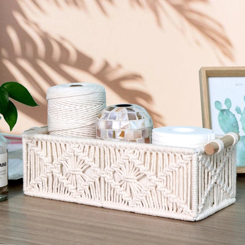 Cotton Rope Tissue Box Holder in Solid Color, Casual and Durable | Home Decor Accessories
