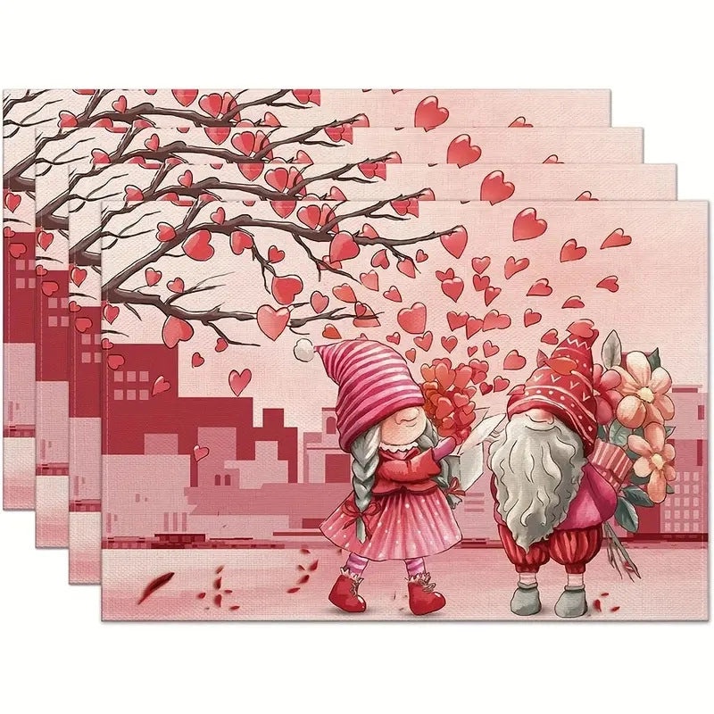 Romantic Heart-Shaped Rose Linen Cotton Blend Pillow Cover|Home Decor Accessories