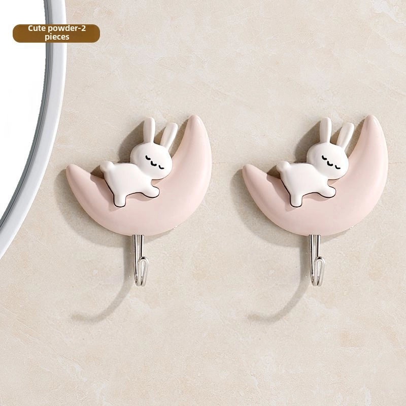 Cute Rabbit Hook Self-adhesive Wall Hanger for Bathroom Dorm Bedroom | Home Organization Accessories