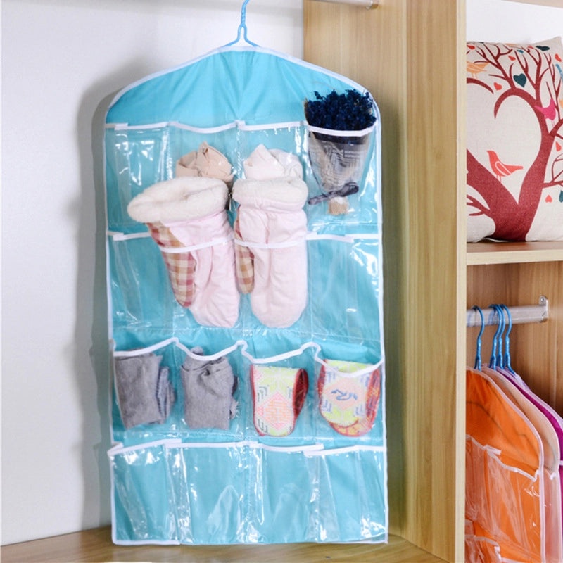 16-Grid Multi-Compartment Hanging Storage Bag for Underwear Socks Organizer|Home Storage & Organization