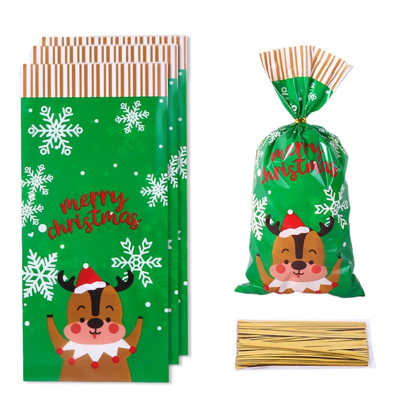 Christmas Candy Packaging Bag with Santa Claus and Snowflake Design|Holiday Gift Bags