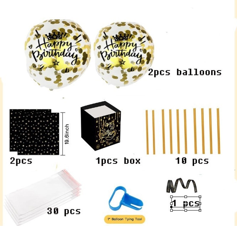 Birthday Party Lottery Box Balloons with IG Style Letter Paper Aluminum Film | Party Supplies
