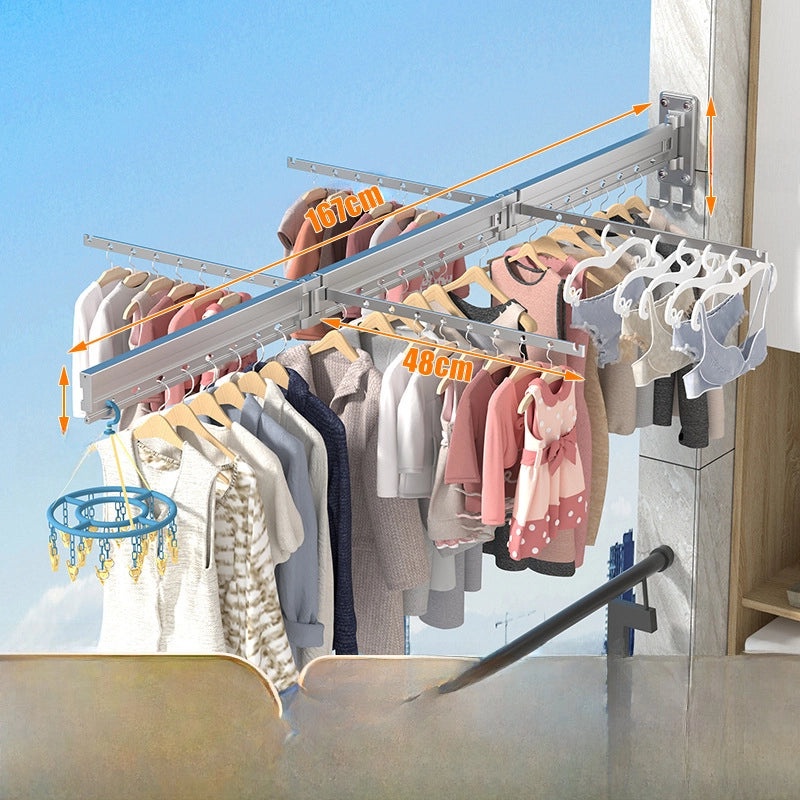 Invisible Telescopic Wall-Mounted Folding Drying Rack for Indoor Clothes and Quilts|Home & Living/Storage & Organization