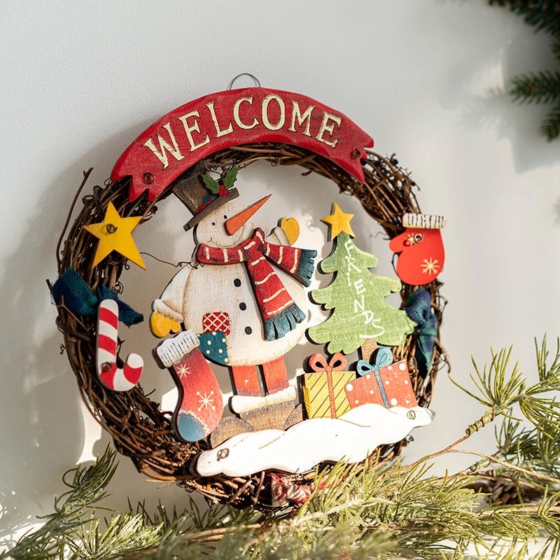 Christmas Cute Santa Claus and Snowman Wooden Hanging Ornaments for Holiday Party Decorations|Christmas Decorations