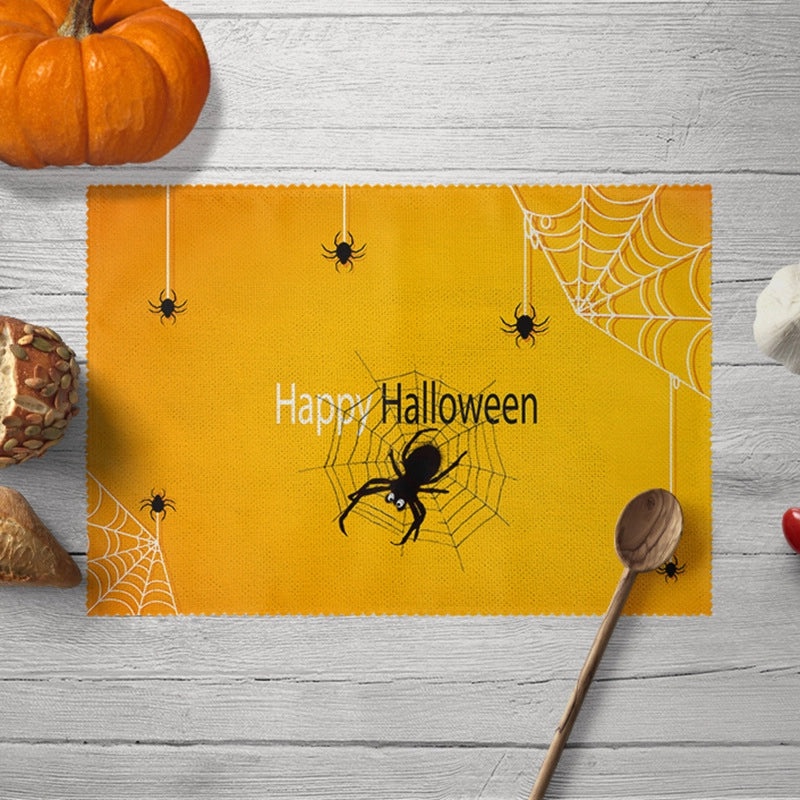 Halloween Pumpkin Skull Polyester Placemat Funny Decorative Dining Mat|Home Decor Tableware