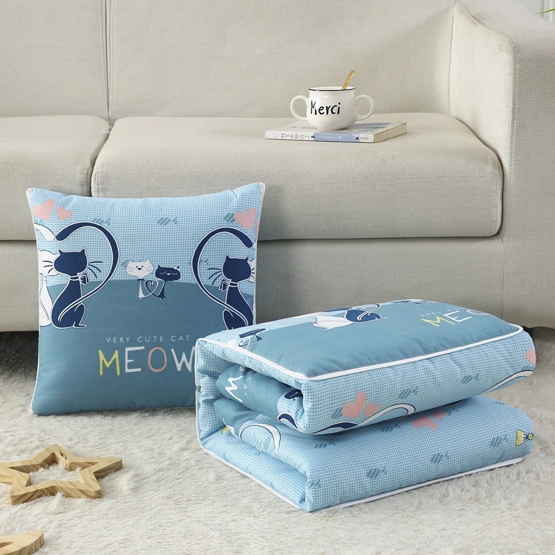 Dual-Use Home and Office Nap Pillow Quilt with Air Conditioning Feature, Printed and Foldable for Easy Storage|Home Textiles & Bedding