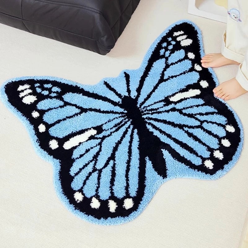 Butterfly Pattern Flocking Carpet for Casual Vacation Home Decor | Home Decor & Artificial Decorations