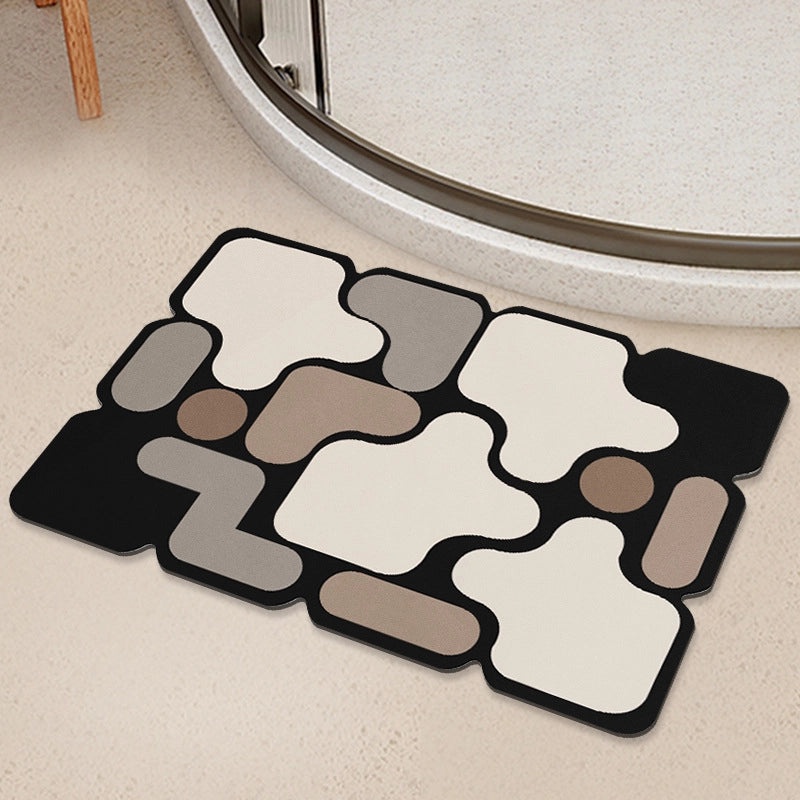 Geometric Diatom Mud Absorbent Bath Mat Non-Slip Soft Bathroom Rug|Bath Accessories
