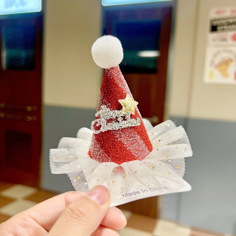 Christmas Small Hat Hair Clips Cute Reindeer Snowflake Hairpins Festive Holiday Accessories|Holiday Hair Accessories