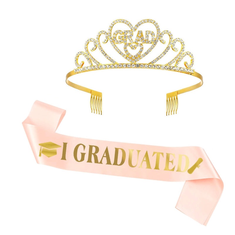 Graduation Season Crown and Shoulder Belt Set for Prom and Party | Accessories & Jewelry