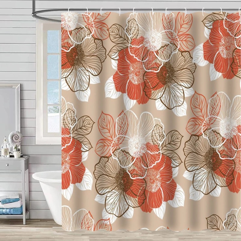 Waterproof Tropical Jungle Leaf Shower Curtain with Hooks 3D Printed Polyester for Bathroom|Shower Curtains & Accessories