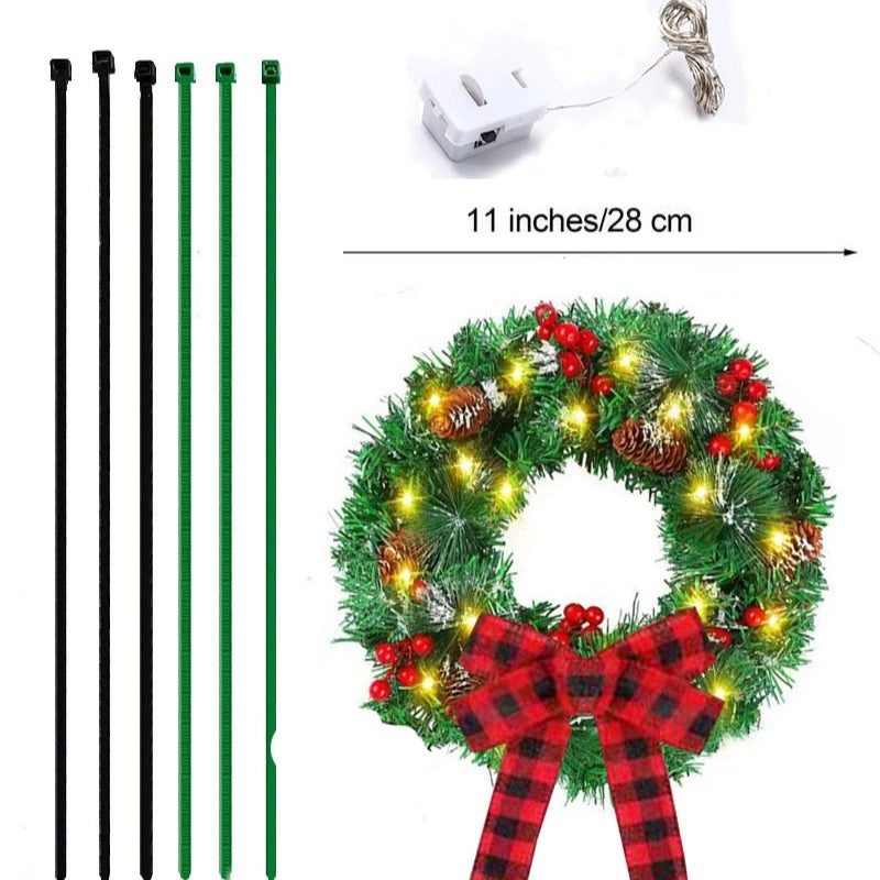 Christmas Car Wreath with Lights 28cm PVC Holiday Decoration Pendant|Car Accessories