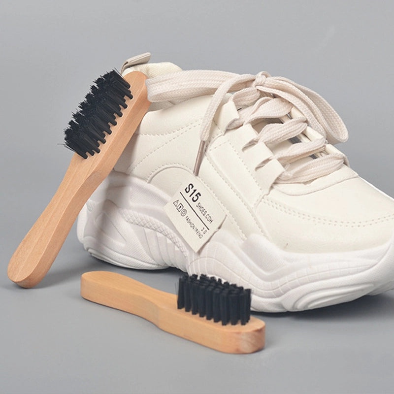 Wooden Handle Shoe Brush with Beech Wood and Horsehair for Leather and Suede Polishing | Shoe Care & Cleaning Tools