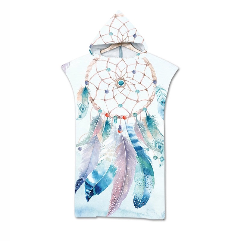 Geometric Print Hooded Beach Towel for Adults Soft Absorbent Cloak Bath Towels|Bath & Beach Towels