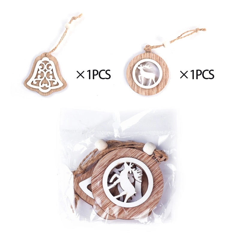 Christmas Wood Bell Snowflake Elk Ornaments IG Style Holiday Festival Hanging Decoration|Home Decor Ornaments