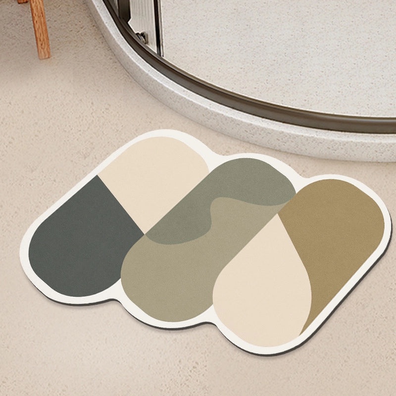 Geometric Diatom Mud Absorbent Bath Mat Non-Slip Soft Bathroom Rug|Bath Accessories