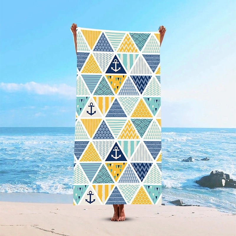 Geometric Pattern Polyester Beach Towel for Casual Vacation Use|Beach Accessories