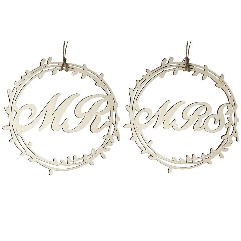Wooden Wedding Chair Back Signs Mr & Mrs Letter Pendant Creative Seat Decorations|Wedding Decorations
