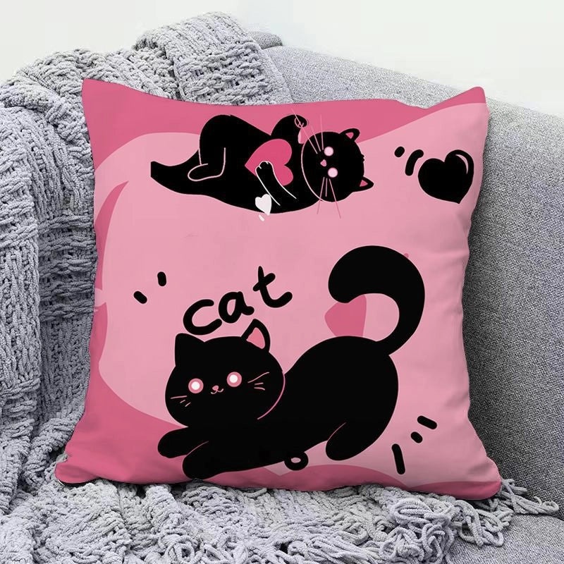 Minimalist Cat Letter Plush Throw Pillow with PP Cotton Filling for Casual Elegant Home Decor|Home Decor