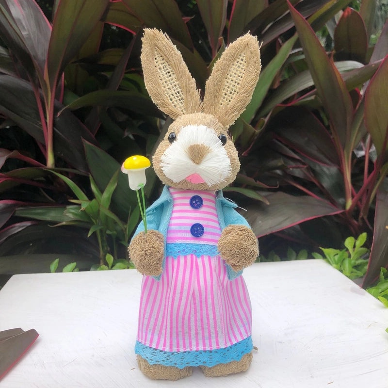 Mini 25cm Woven Rabbit Easter Decor Cute Display Gift Small Prizes Birthday Present|Home Decor & Gifts