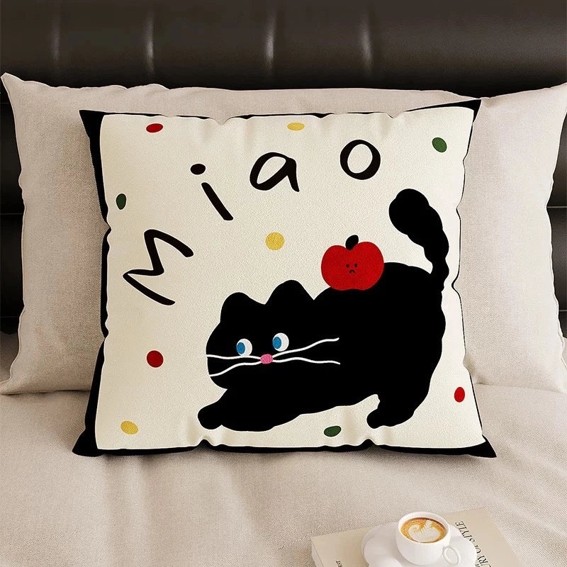 Adorable Cat Print Velvet Cushion Covers for Couch Sofa Decor|Home Decor Pillows