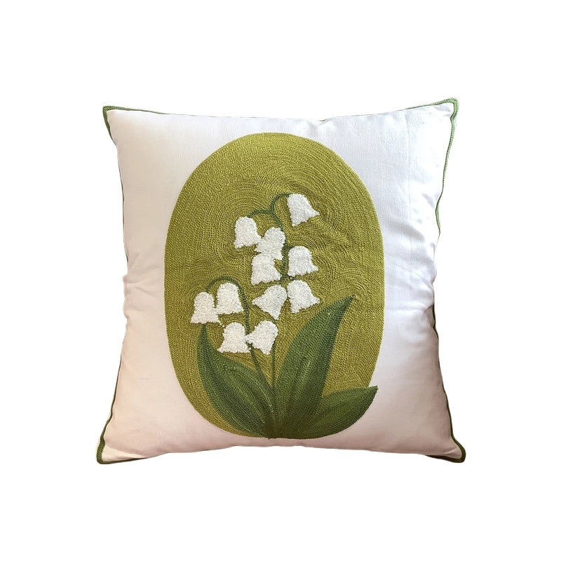 Embroidered Cotton Floral Cushion Cover Soft Decorative Pillow Case for Sofa Bedside Home Decor|Home Decor & Pillows