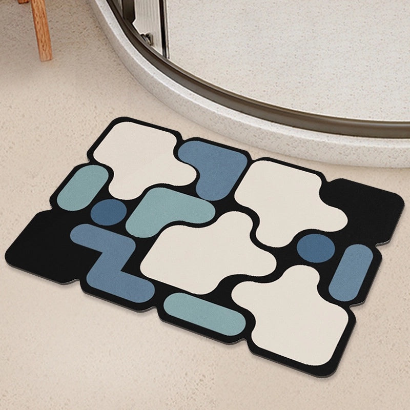 Geometric Diatom Mud Absorbent Bath Mat Non-Slip Soft Bathroom Rug|Bath Accessories