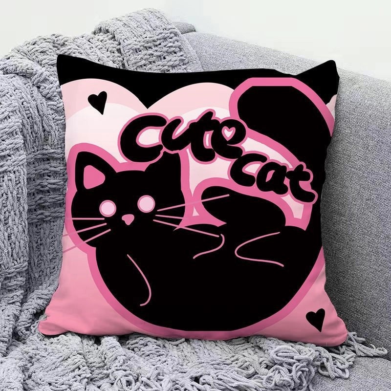 Minimalist Cat Letter Plush Throw Pillow with PP Cotton Filling for Casual Elegant Home Decor|Home Decor