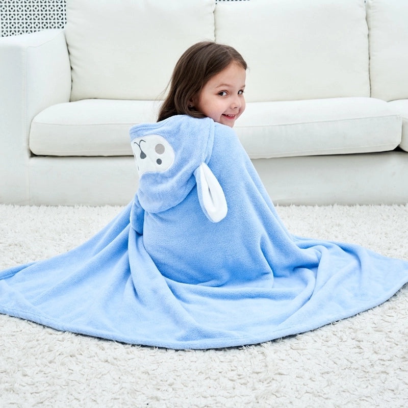 Kids Hooded Coral Fleece Bathrobe Soft Wearable Bath Towel Cartoon Swim Cloak New Arrival|Baby Bathrobes & Towels