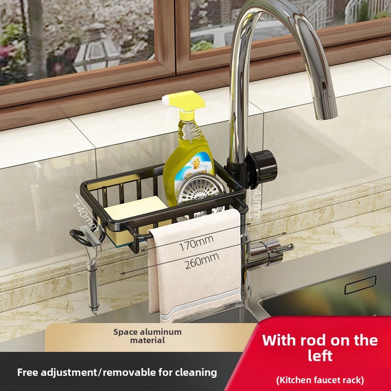 Punch-Free Kitchen Sink Faucet Organizer Rack | Kitchen Storage & Organization