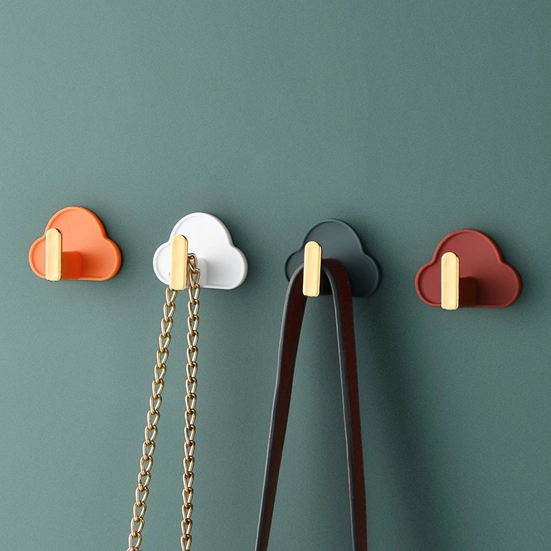 Cloud-shaped L-hook Seamless Non-perforated Wall Hook for Kitchen Bathroom Keys Bags|Home Storage & Organization