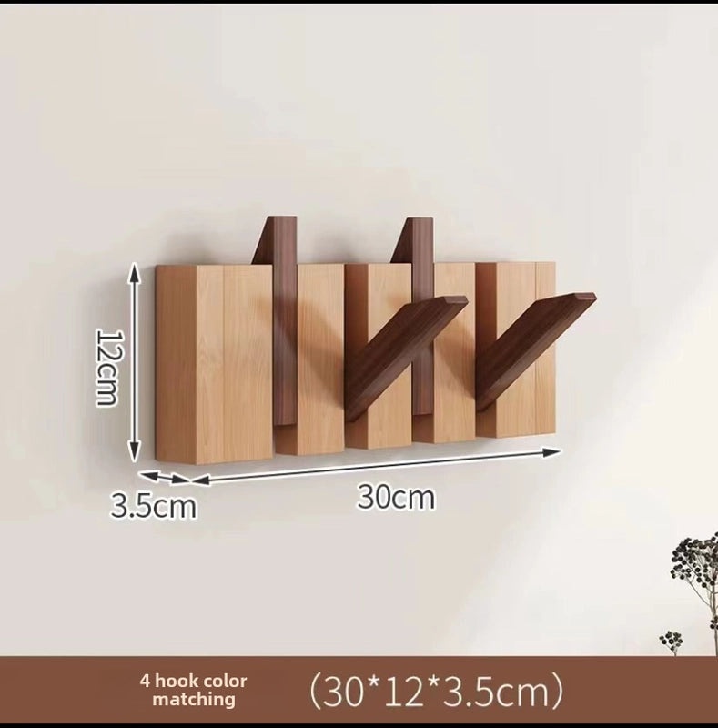 Solid Wood Piano Key Hook Punch-Free Wall Mounted Japanese Style Clothes Hanger for Entrance Door|Home Organization & Storage