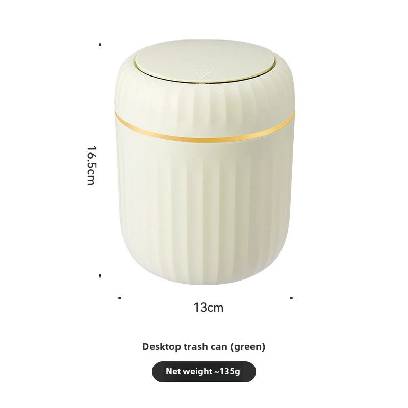 Modern Minimalist Push-Lid Small Desktop Trash Bin for Office Living Room Study | Home & Office Accessories